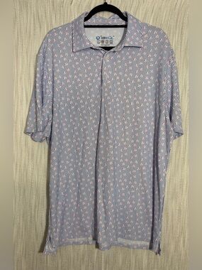 IBKUL Men's Light Blue stripe with baseballs Short-Sleeve Polo